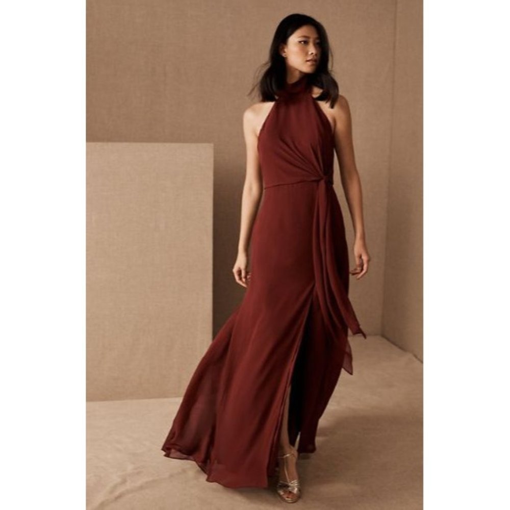 NWT Jenny Yoo Elliya Hibiscus Mock Neck Bridesmaid Dress - Size 16